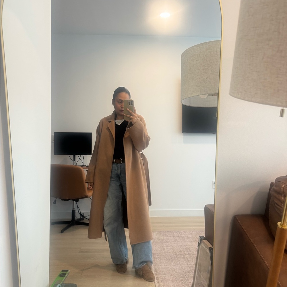 Mango tan wrap coat